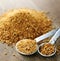 Coconut palm sugar in measuring spoons