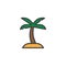 Coconut palm tree filled outline icon
