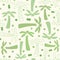 Coconut palm tree silhouette and outline seamless pattern