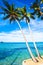 Coconut palms on sand beach in tropic