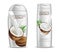 Coconut shampoo Vector realistic. Product packaging mock up. Container bottles isolated. 3d detailed illustrations