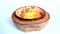 Coconut shell candle on white background