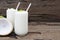 Coconut smoothies white fruit juice milkshake blend beverage healthy high protein.