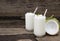 Coconut smoothies white fruit juice milkshake blend beverage healthy high protein.