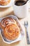 Coconut snail pastry and coffee for breakfast