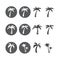 Coconut tree circle icon set, vector eps10