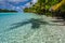 Coconut tree shadow on One Foot Island