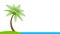 Coconut tree simple at seaside coast, illustration coconut palm tree, palm tree on small hill island at seacoast, coconut tree for