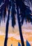 Coconut Tree with a Wind Boat Acrylic Painting on the Spot Painting of Beach Sunset