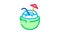 Coconut Tropical Cocktail Icon Animation
