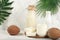 Coconut vegan alternative milk lactose and gluten free, allergy free, healthy eating concept, maintaining healthy gut microflora,