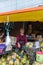 Coconut vendor at Terong Street Market in Makassar, South Sulawesi, Indonesia