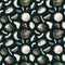 Coconuts of different shapes, halves and pieces. Watercolor illustration. Seamless pattern on a black background from