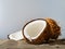 Coconuts Sand Gray Hard Sunlight Background Desert Concept Cooling Photo