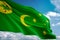 Cocos Keeling Islands national flag waving blue sky background realistic 3d illustration