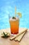 Coctail with bamboo reed straws