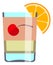 Coctail icon. Refreshing drink with cherry and orange