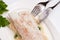 Cod with fish knife and fork
