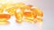 Cod liver oil omega 3 gel capsules close up. Fish oil capsules