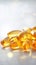 Cod liver oil omega 3 gel capsules close up. Fish oil capsules