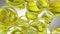 Cod liver oil omega 3 gel capsules isolated on white background. 3D illustration