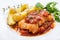 Cod or Pollack Cooked in Tomato and Thyme Sauce