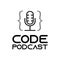 Code podcast logo icon for web software coding development blog video review tutorial channel