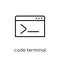 Code terminal icon. Trendy modern flat linear vector Code terminal icon on white background from thin line Programming collection