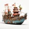 The Codfather: Whimsical Pirate Ship 3d Model