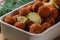 Codfish ball. cod croquette with potato is a traditional Portuguese dish