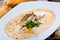 Codfish soup with baguette