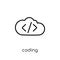 Coding icon. Trendy modern flat linear vector Coding icon on white background from thin line Programming collection