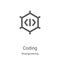 coding icon vector from bioengineering collection. Thin line coding outline icon vector illustration. Linear symbol for use on web