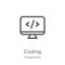 coding icon vector from programming collection. Thin line coding outline icon vector illustration. Outline, thin line coding icon