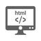 Coding, programming, html icon. Gray vector design
