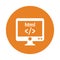 Coding, programming, html icon. Rounded orange color variant