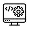 Coding screen vector thin line icon