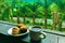 Coffe and bread, relax with panorama