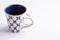Coffe cup empty made of finely decorated blue and white china