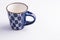 Coffe cup empty made of finely decorated blue and white china