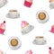 Coffe and cupcake seamless pattern