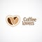 Coffe love logo template. Two beans as a heart.