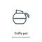 Coffe pot outline vector icon. Thin line black coffe pot icon, flat vector simple element illustration from editable bistro and
