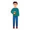 Coffee addiction icon, cartoon style