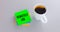 Coffee , adhesive note and remotely job
