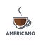 Coffee americano drink steam cup vector flat cafe icon