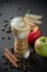 Coffee-Apple milkshake on dark background