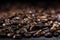 Coffee background, closeup of dark brown roasted coffee beans, c