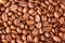 Coffee background. Heap roasted coffee beans. Top view.