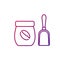 Coffee bag with scoop outline icon. Purple gradient symbol. Isolated vector illustration